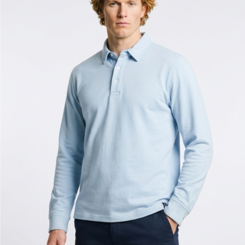 Nantucket Whaler Light Blue Long Sleeve Mens Polo Shirt size: XL - NWT